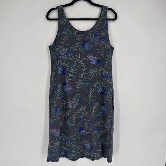 Fresh Produce Fish Print‎ Midi DRESS Small Gray Blue Coastal Tropical Resort - Picture 9 of 14